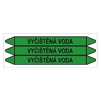 Značení potrubí, vyčištěná voda,3 ks, 355 × 37 mm